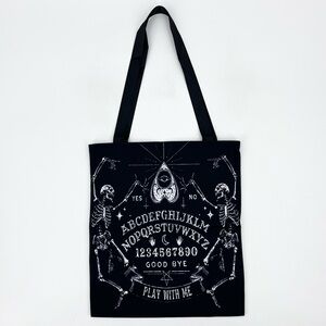 NEW Skeleton Ouija Gothic Spooky Halloween Black Reusable Tote Bag